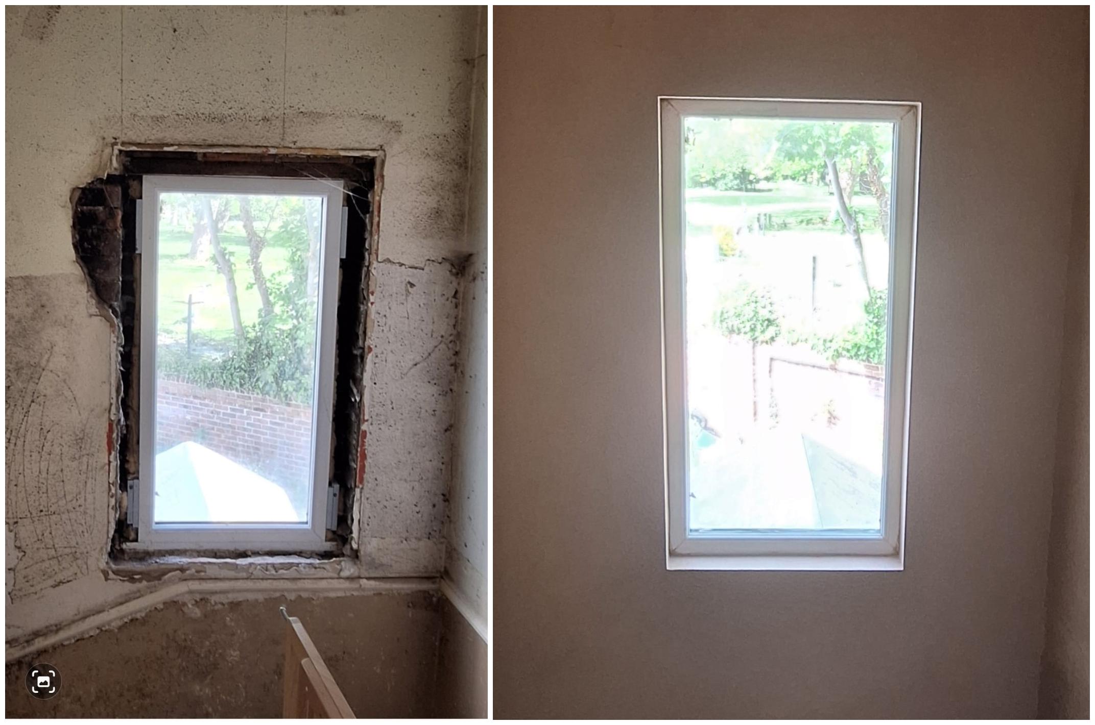 Window reveal before and after plastering