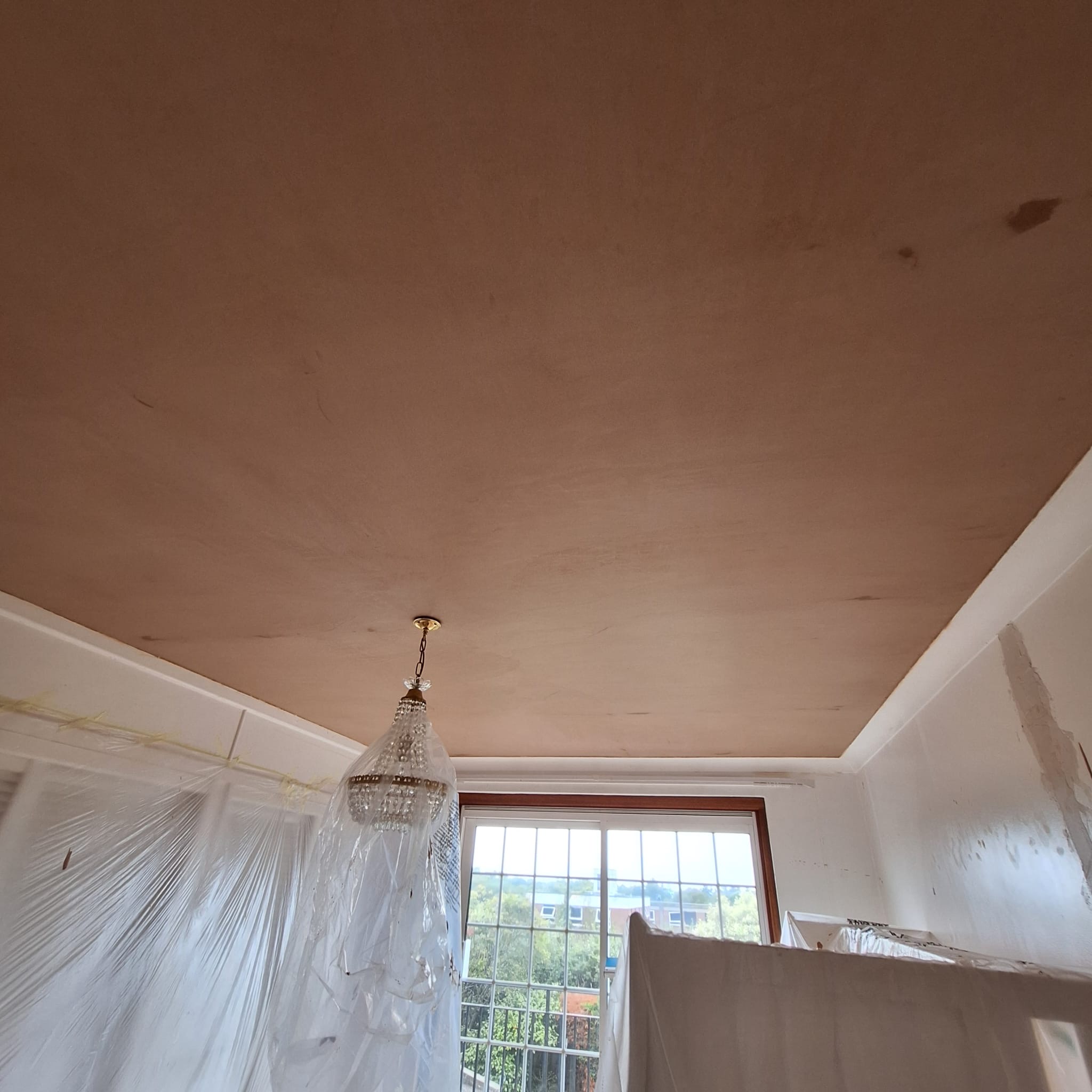 Fresh ceiling skim completed by IP Plastering Ltd
